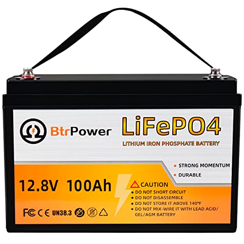 12V 100AH LiFePO4 Lithium Battery, 5000+ Cycles Deep Cycle LiFePO4 Battery with Built-in 100A BMS fit for RV, Home Storage,Trolling Motor,Off-Grid System,Solar Power System,Marine