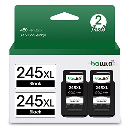 batuto Remanufactured Ink Cartridge 245xl 246xl Combo Pack Replacement for 245 XL Ink Cartridge for Pixma MX490 MX492 MG2522 TR4500 TR4520 TS3100 TS3122 TS3300 TS3322 TS3320(2 Black)