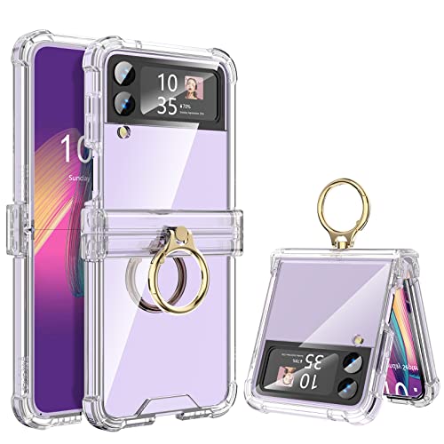 Galaxy Z Flip 4 Case with Hinge Protection Clear Samsung Flip 4 Case with Kickstand Protective Cover for Samsung Galaxy Z Flip 4 5G (2022) - Clear