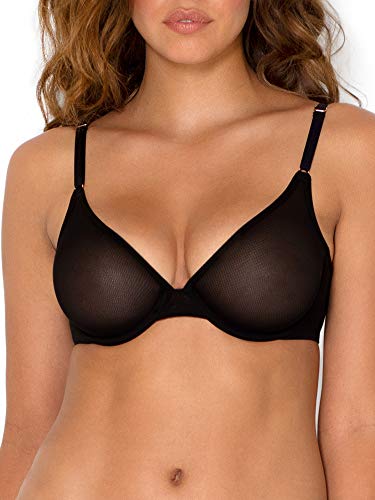 Smart & Sexy Women's Sheer Demi Underwire Bra, Black Hue (Mesh), 38C