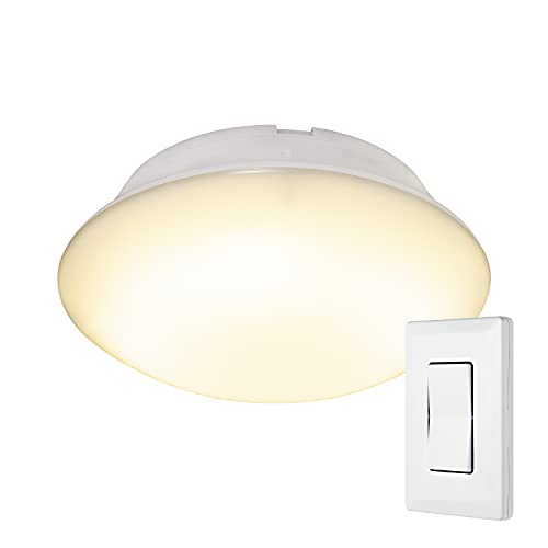 Energizer LED Ceiling Light Fixture, Battery Operated, Wireless Wall Switch Remote, 300 Lumens, Ceiling Light No Electricity, Perfect for Closets, Laundry Room, Garage, Shed and More, 58823-T1