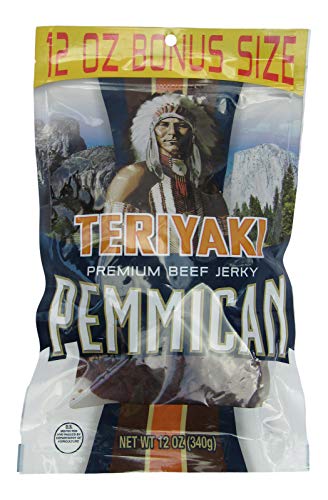 Pemmican Premium Beef Jerky in a Resealable Bag - Teriyaki Flavor - One 12 Oz Bag