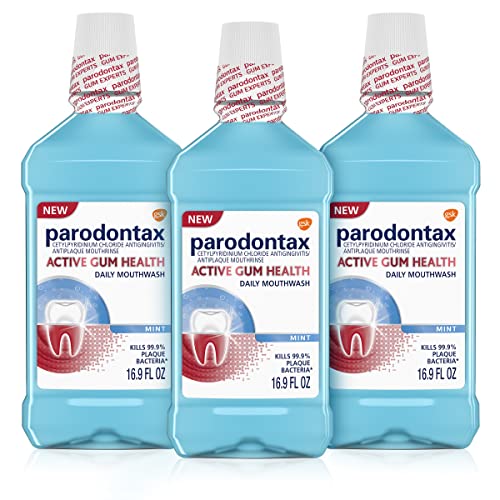 Parodontax Active Gum Health Mouthwash, Antiplaque and Antigingivitis Mouthwash, Mint, 3x16.9 Fl Oz