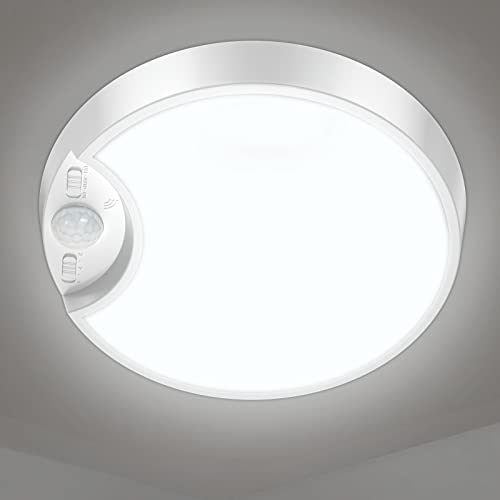DEEPLITE Battery Ceiling Light Motion Sensor 5500K 6000mAh LED Rechargeable Wireless Closet Light with Remote,Timing,7.8in Motion Activated Overhead Lights for Closets Bathroom Hallway Porch Garage.