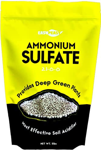 Easy Peasy Plants Ammonium Sulfate - 21-0-0 24S NUTRIENT PLANT FOOD BLEND FOR DEEP GREEN PLANTS AND COLORFUL BLOOMS - great fertilizer soil acidifier for azaleas blueberries magnolia and more (5 POUNDS)