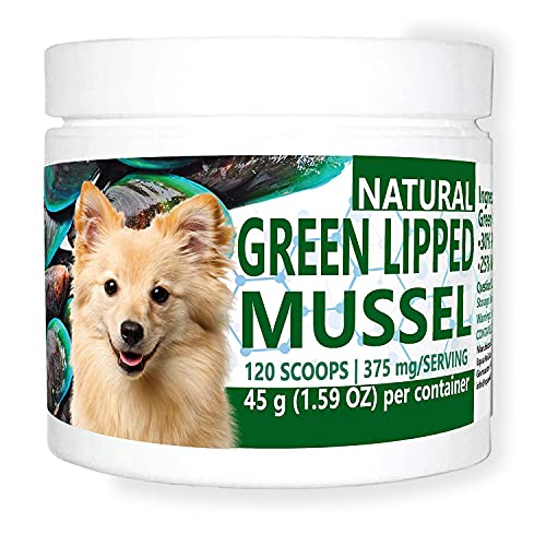 Equa Holistics Green Lipped Mussel Powder for Dogs, All-Natural Hip & Joint Support Dietary Supplement Formula for Dogs (120 Servings)