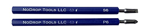 NoDrop Tools LLC - 6 inch Screw Holding Screwdriver Set (2 PACK- 6inch Nylon Slotted and Phillips screw starters)