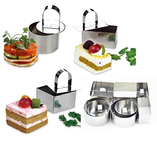 NewlineNY Stainless Steel Dessert Rings (12 Pcs) Round Square Rectangular Appetizers Molded Salads, Cakes Mousse Molding Layering Cake Cutter
