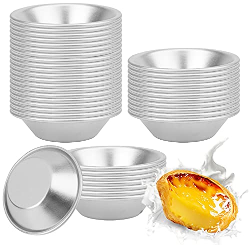 Yesland 40 Pack Egg Tart Mold, Tiny Pie Tartlets Dessert Mold & Pudding Mold, Resuable Baking Cups for Cupcake, Pie & Cookie(Aluminum, 2-7/8 Inches)