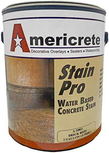 Americrete Concrete Stain - Brick Red - Semi-Opaque Topical Stain for Wood, Concrete, Stone, Tile, Decks, Floors, Cement, Porches, Brick, and More - Decorative Color Stains (1 Gallon)