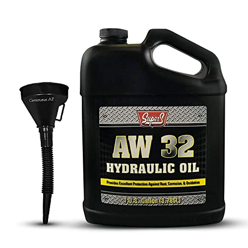 Super S Engine Protector AW32 Hydraulic Oil, Long Lasting gears & Compressor oil for log wood splitter, & Corrosion Available with Premium Quality Centaurus AZ Expandable Funnel  1 Gallon