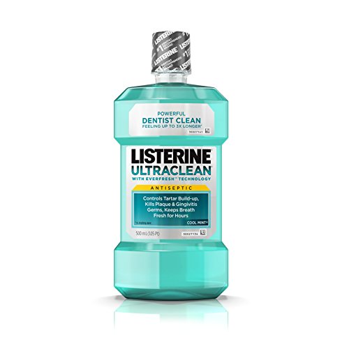 Listerine Ultraclean Antiseptic Mouthwash for Gingivitis, Plaque & Tartar, Mint, 500 mL