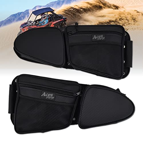 Door Bags Compatible with RZR 1000 Turbo S 900 - Side by Side Storage Accessories with Knee Pad (Sold as a pair) (Black, Front/2 Seat)