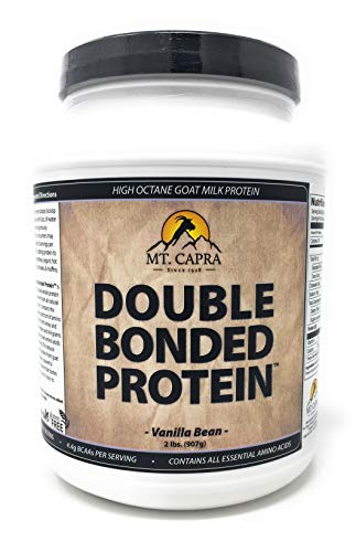 MT. CAPRA SINCE 1928 Double Bonded Protein | Whole Goat Milk Protein with Natural Blend of Casein and Whey from Grass-fed Pastured Goats, Vanilla Bean Flavor - 2 Pounds