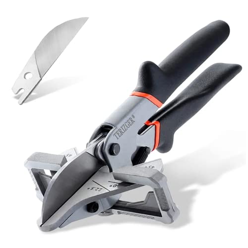 Terizger Miter Shears for Angular,Quarter Round Cutting Tool,Multi Angle Miter Shear Cutter for Wood Chips, 0-135 Degree Adjustable, with 1 Extra blade (Miter Shears)