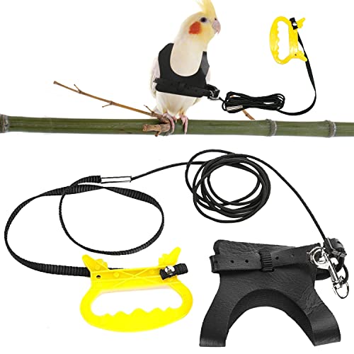 Xnuoyo Parrot Bird Harness Leash,Bird Outdoor Harness Vest with Rope and Handle,Adjustable Flying Training Rope for Small Parakeets,Cockatiels,Conures,Finches,Budgie,Parrots,Love Birds (Large)
