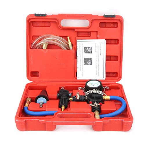 Cooling System Vacuum Purge Radiator Coolant Refill Tool Kit, Universal Automotive Water Tank Pneumatic Vacuum Antifreeze Change Filler Set, with Adapter Case Hose for Car Van SUV Truck