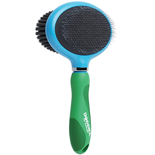 Doggiez Pet Supplies - Double Sided Dog Brush & Cat Brush - Pin Slicker Brush with Bristle Hair Brush for Dog Grooming & Shedding Undercoat - Brushes for Long & Short Haired Dogs, Cats, Puppy Brush