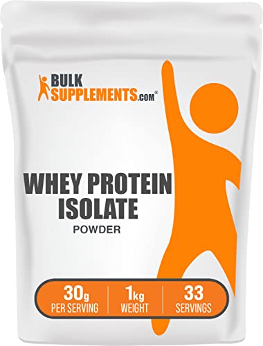 BULKSUPPLEMENTS.COM Whey Protein Isolate Powder - Whey Protein - Flavorless Protein Powder - Pure Protein Powder - 30g per Serving, 33 Servings of Unflavored Protein Powder (1 Kilogram - 2.2 lbs)