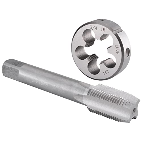 Burkit 3/4"-16 UNF Tap and Die Set Left Hand, 3/4 x 16 UNF Machine Thread Tap and Round Die