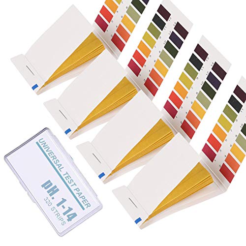 pH Test Strips, 4 Packs of 320 pH. 1-14 Test Paper, Litmus Paper pH Test Strips, pH Balance Test Strips for Women for Water Saliva Urine Soil Testing