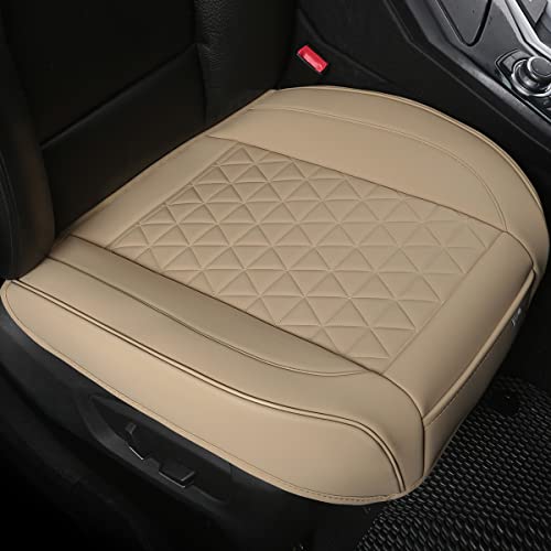 Black Panther 1 Pair Luxury Faux Leather Car Seat Covers Front Bottom Seat Cushion Covers, Anti-Slip and Wrap Around The Bottom, Fit 95% of Vehicles - Beige