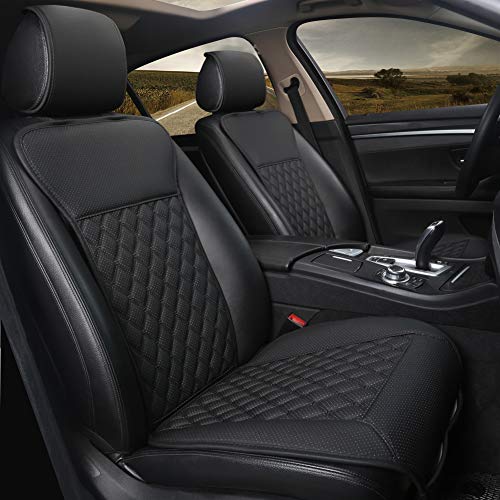 Black Panther 1 Pair Car Seat Covers, Luxury Car Protectors, Universal Anti-Slip Driver Seat Cover with Backrest,Diamond Pattern (Black)