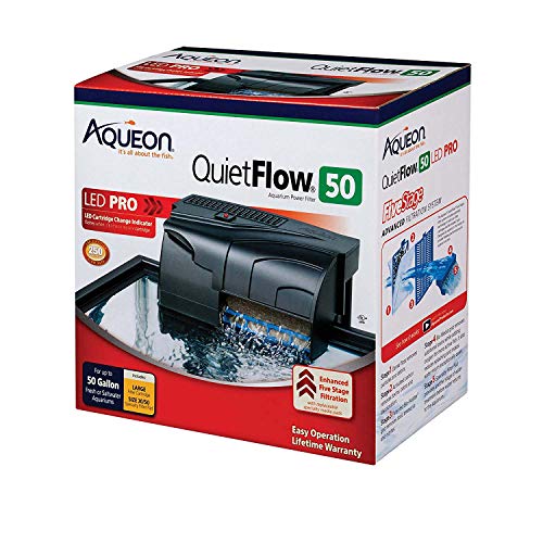 Aqueon QuietFlow 50 LED PRO Aquarium Fish Tank Power Filter For Up To 50 Gallon Aquariums