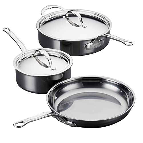 Hestan - NanoBond Collection - Stainless Steel 5-Piece Titanium Essential Cookware Set, Induction Cooktop Compatible