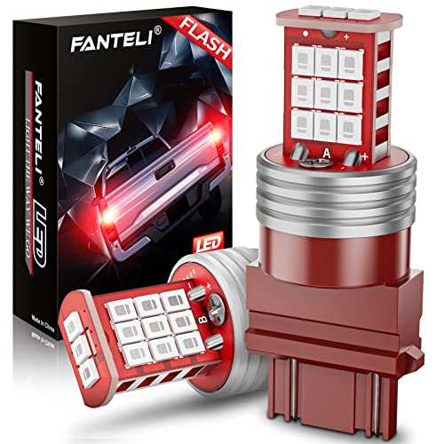 FANTELI 3157 LED Bulb Flashing Brake Lights, 300% Brighter 3156 3047 3057 3457 4157 4057 Plug and Play Strobe Blinking LED Stop Tail Lights, Brilliant Red