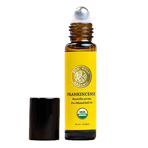 Organic Frankincense Serrata Essential Oil Roll On, 100% Pure USDA Certified Aromatherapy - 10 ml Roller by Silk Road Organic - Always Pure, Always Organic