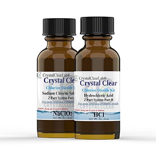 Crystal Clear Chlorine Dioxide Sodium Chlorite Part A and Hydrochloric Acid Part B, 1 Fluid Ounce Each