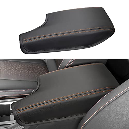 INTGET Car Center Console Armrest Cover for Subaru Crosstrek Accessories 2018 2019 2020 2021 2022 2023 Impreza 2017-2023 Leather Arm Rest Box Lid Middle Console Cover Seat Protector(Orange Stitches)