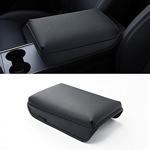 KMMOTORS Model y, Model 3 Center Console Cover Basic Black, Armrest Cushion, Console Protector, Vegan Leather, Tesl* Accessories,