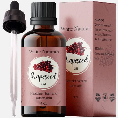 Grapeseed Oil 4 oz, 100% Pure, Natural & Cold-Pressed Grapeseed Oil - Ideal for Massage, Cooking and Aromatherapy- Rich in Vitamin A, E and K