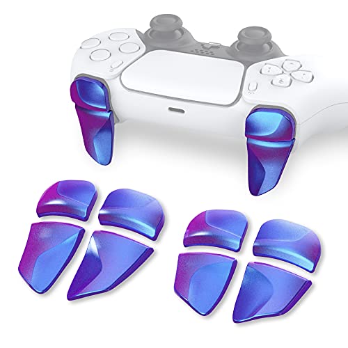 PlayVital Blade 2 Pairs Shoulder Buttons Extension Triggers for ps5 Controller, Game Improvement Adjusters for ps5 Controller, Bumper Trigger Extenders for ps5 Edge Controller - Chameleon Purple Blue