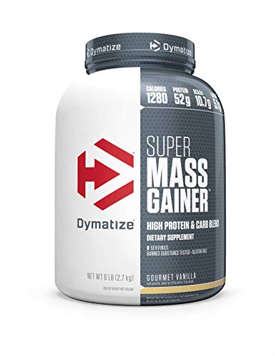 Dymatize Super Mass Gainer Protein Powder, 1280 Calories & 52g Protein, Gain Strength & Size Quickly, 10.7g BCAAs, Mixes Easily, Tastes Delicious, Gourmet Vanilla, 6 Pound (Pack of 1)