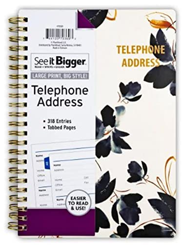 PlanAhead See It Bigger Telephone/Address Book; Large Print with Tabbed Pages (Blue Shibori)