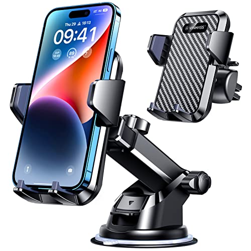 VANMASS Universal Car Phone Mount,Patent & Safety Certs Upgraded Handsfree Stand, Phone Holder for Car Dashboard Windshield Vent, Compatible with iPhone 14 13 12 Samsung Android& Truck/Pickup/Jeep
