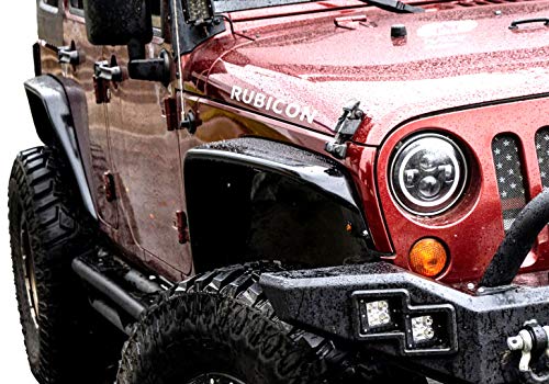 KBD Body Kits Compatible with Jeep Wrangler 2007-2018 4 Pc Front & Rear Polyurethane Fender Flares Kit. Extremely Durable, Easy Installation, Guaranteed Fitment, Made in the USA!
