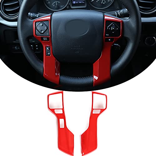 Car ABS Steering Wheel Moulding Chrome Cover Trims Stickers Fit for Tacoma 2014-2022 Tundra 4Runner 2010-2022 4Runner 4WD N280 2014-2019 Accessories (red, 3+2 Hole)