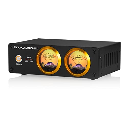 Douk Audio VU22 Dual Analog VU Meter Display DB Panel MIC+LINE Sound Level Meter (Black)