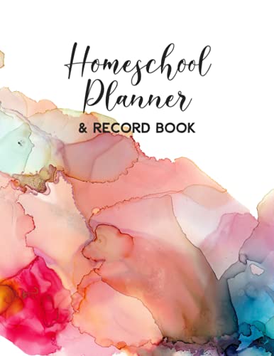 Homeschool Planner & Record Book: For Multiple Kids | Undated Organizer and Lesson Plan Workbook | Alcohol Ink Red Design