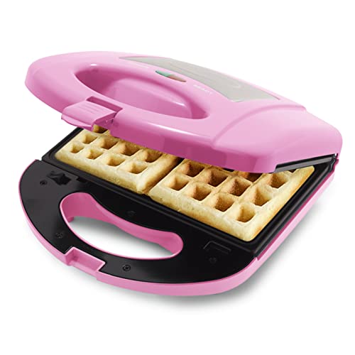 GreenLife Electric Waffle Sandwich Maker, Toaster, Panini Press with Healthy Ceramic Nonstick Plates, Perfect for Tuna Melts, Crispy Rice, Grilled Cheese, LED Indicator Light, PFAS-Free, Pink