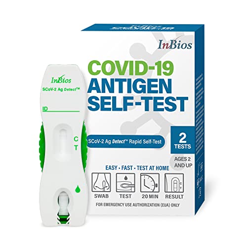 SCoV-2 Ag Detect Rapid Test, 1 Pack, 2 Tests Total, Easy-To-Use COVID 19 Test Kit At Home, For Urgent Use, No-Mixing, Non-Invasive,