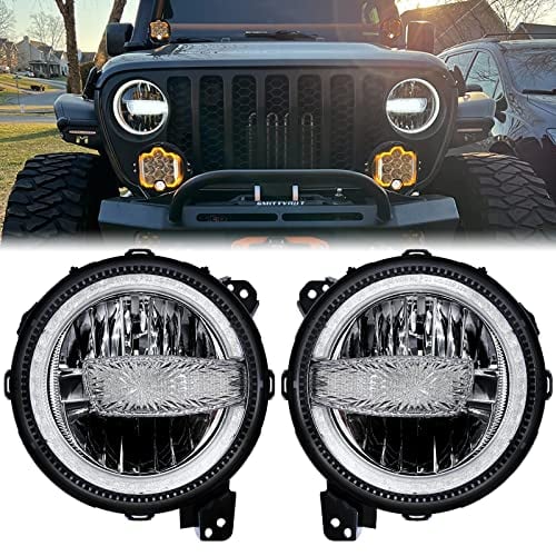 Z-OFFROAD DOT Approved 9 Inch LED Headlights w/ White Halo DRL Compatible with Jeep Wrangler JL 2018-2022 Jeep Gladiator JT Hi/Lo Beam Adjustable Headlamp Replacement