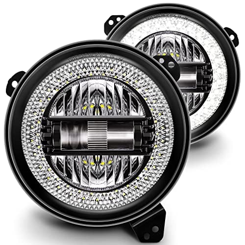 TRUE MODS 9" Round LED Headlights Replacement for Jeep Wrangler JL Gladiator JT 2018+ Accessories [DOT] [HALO DRL] [Plug n Play]