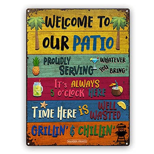 Wander Prints Welcome patio Sign - Birthday Gift for men, women, Christmas Gifts For new home Friends, Neighbor - Classic Metal Signs