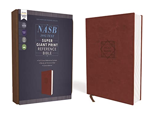 NASB, Super Giant Print Reference Bible, Leathersoft, Brown, Red Letter, 1995 Text, Comfort Print