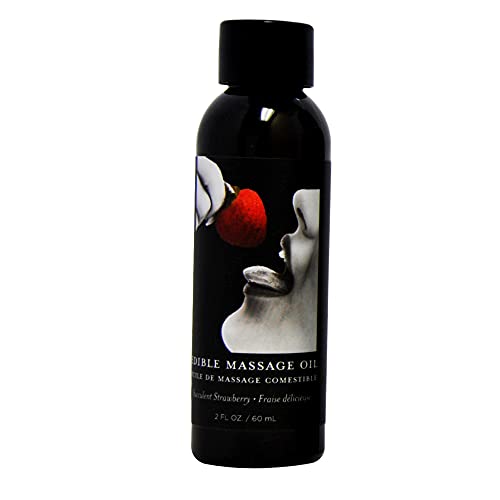 Earthly Body Edible Massage Oil, Strawberry - 2 fl. oz. - Hemp Seed, Almond, Grapeseed, Apricot & Vitamin E Oil - Vegan & Cruelty Free